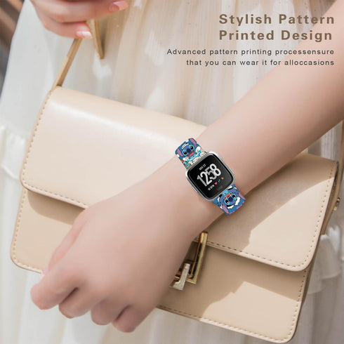 Stitch Holiday Pink Couple Bands Compatible with Fitbit Versa 2/Versa/Versa Lite/Versa SE Band Fancy Soft Sport Silicone Cartoon Holiday Strap Men...