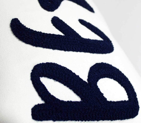Nautical Style Embroidered Beach Throw Pillow Cover, White, 20" x 12"...