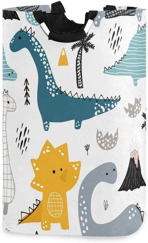 senya Large Storage Basket with Handles Collapsible Organizer Bin Laundry Hamper for Nursery Clothes Toys, Dino Scandinavian Style...