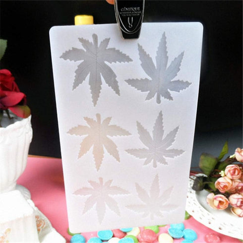 (THIN and SHALLOW) Marijuana Leaf Embossed Fondant Maple Silicone Mold for Chocolate Candy Gum Paste Polymer Clay Resin Kitchen Baking Sugar Craft...