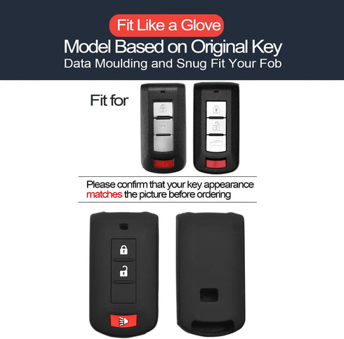 2pcs Compatible with Mitsubishi Eclipse Cross Lancer Mirage Montero Outlander Montero Sport Outlander Sport Smart 3 Buttons Key Fob Cover Case Key...