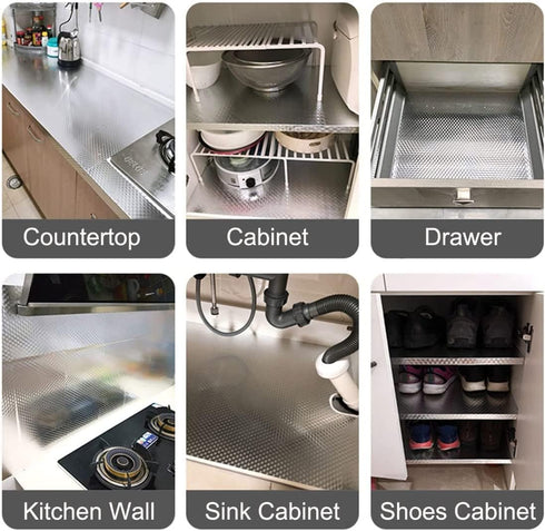 Kitchen Wallpaper Oil Proof Sticker Aluminum Foil Backsplash Self-Adhesive Contact Paper Cabinet Liner Waterproof and Heat Resistant Peel and Stic...