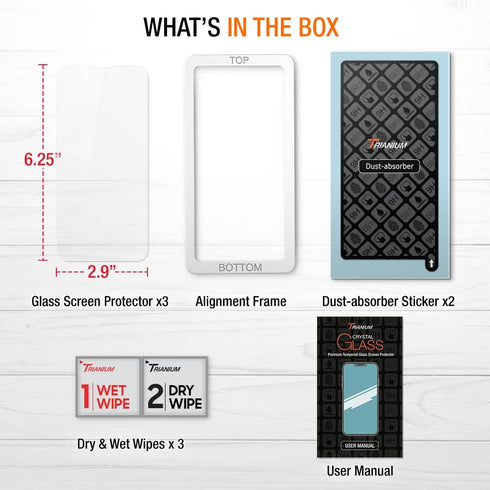 Trianium Tempered Glass Screen Protector Compatible for iPhone 13 Pro Max (2021), 3 Pack HD Glass 9H Film (w/Alignment Case Tool included)...