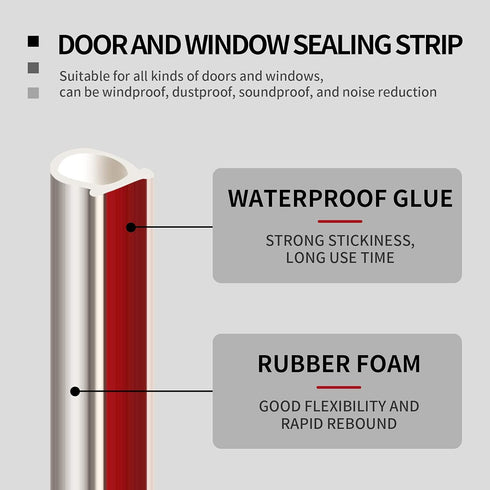 20 Feet Long Weather Stripping Seal Strip for Doors/Windows, Self-Adhesive Backing Seals Large Gap (from 5/16 inch to 11/20 inch) Seal Strip...