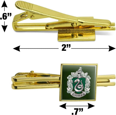 Harry Potter Slytherin Painted Crest Square Tie Bar Clip Clasp Tack Gold Color...