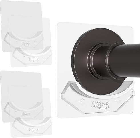 Shower Curtain Rod Holder - Easy Installation - No Drilling Required, Transparent Wall Mount Rod Retainer, Premium Design, 4 Pieces (Rod Not Inclu...