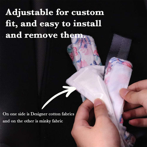 Baby Car Seat Belt Covers, Floral Stroller Seat Strap Covers, Car Seat Straps Shoulder Pads for Girls Boys, Mink Seat Belt Protectors for Car Seat...