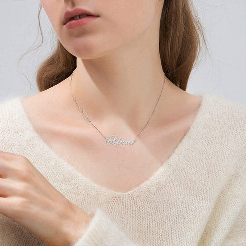 Custom Silver Name Necklace Personalized for Women, Customized Chains Name Pendants Necklaces Personalized Name Necklace with Crown for Women Girl...