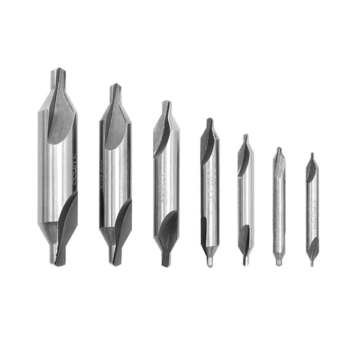 7PCS Center Drill Bits Set M2 HSS Centering Starter Drill Bit 60-Degree Countersink Tools for Lathe Metalworking...