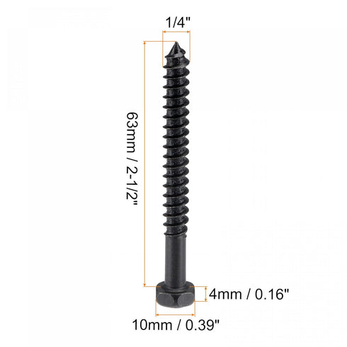 uxcell Hex Lag Screws 1/4" x 2-1/2" Carbon Steel Phillips Head Half Thread Self-Tapping Bolts for Deck Building or Joining Lumber 10pcs...
