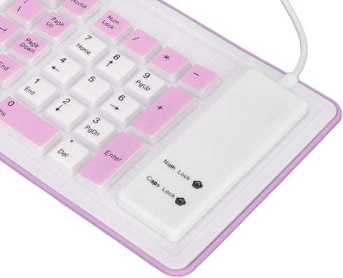 Foldable Silicone Keyboard, 103 Keys Wired Bluetooth Waterproof Rollup Keyboard, Mute Flexible Soft Rubber Keyboard, Space Saving, for PC Notebook...