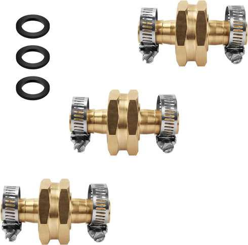 Aillsa 3/8" Garden Brass Mender End Repair Kit Hose Connector Male Female 0.47" Diameter Hose Connector The Brass Garden Hose Mender's...