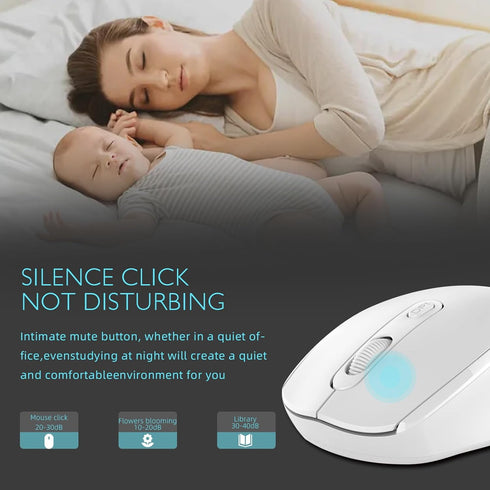 ONE-UP Wireless Mouse, 2.4G Silent Mouse, Computer Mouse with USB Nano Receiver for Laptop, Chromebook, PC, Mac, Windows and School Work (White)...
