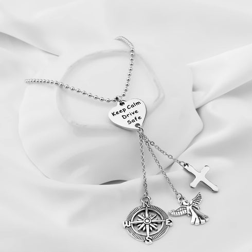 FUSTMW Drive Safe Rearview Mirror Hanging Guardian Angel Car Charm Accessories New Driver Gifts Car Interior Decoration Charm (Silver)...