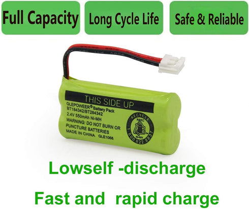 BT184342/BT284342 Cordless Phone Battery Pack Compatible with BT18433/BT28433 BT1011 BT1018 BT1022 BT1031 CS6219 CS6229 DS6151 L602 L701 Handset(2...