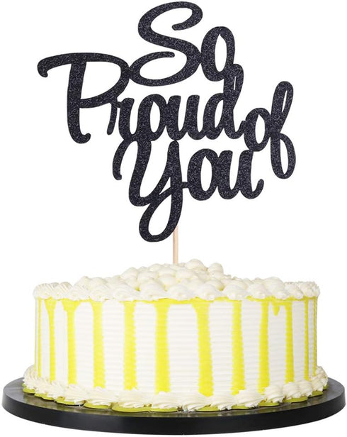PALASASA So Proud of You Cake Topper - Congrats Grad, Done, Congratulations, Graduation Party Decorations (black)...