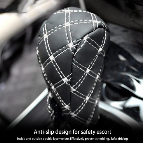 2 Pcs Set Car Handbrake Shift Gear Knob Cover, Leather Breathable Soft Handbreak Protect No-Slip Sleeve, Case Auto Interior Decor Accessories Fit ...