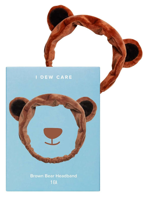 I DEW CARE Face Wash Headband - Brown Bear | Animal Head band for Face Washing & Skincare, Spa Day, Soft & Fuzzy, Cute for Makeup, Shower, Teen Gi...
