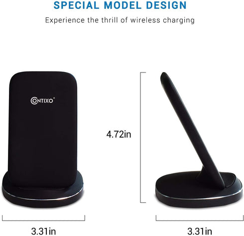 Contixo W3 Fast Wireless Charger Charging Stand Station | Qi Compatible Enabled Smartphones Phones Such as iPhone 8/8 Plus/X/XS/XS Max/XR/S9/S9 Pl...