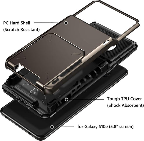 Vofolen for Samsung Galaxy S10e Case Wallet with Card Holder Slot Scratch Resistant Dual Layer Protective Bumper Tough Rubber Armor Hard Shell Cov...