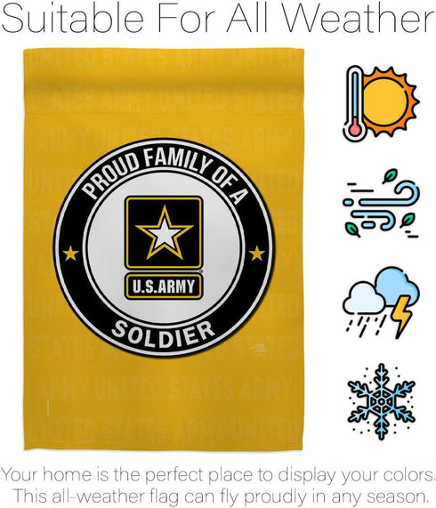 Breeze Decor Proud Family Soldier Garden Flag Armed Forces Army Rangers United State American Military Veteran Retire Official House Decoration Ba...