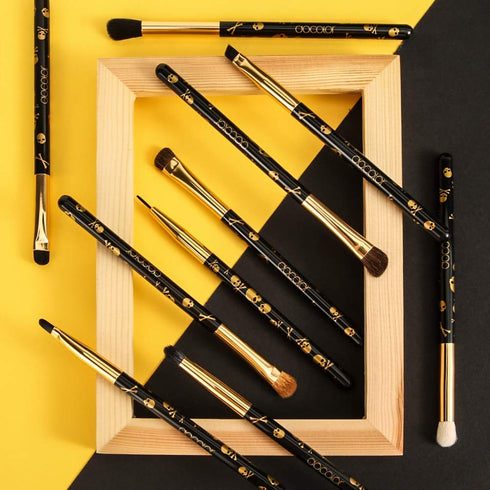 Docolor Eye Makeup Brushes 10Pcs Skull Printed Eyeshadow Makeup Brush Set Blending Concealer Eyebrow Eye Liners Premium Synthetic Eyeshadow Crease...