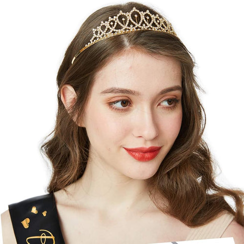 Birthday Queen Sash & Rhinestone Tiara Kit - 15th 16th 18th 21st 30th 40th 50th 60th Birthday Sash Birthday Gifts Birthday Party Favors Supplies a...