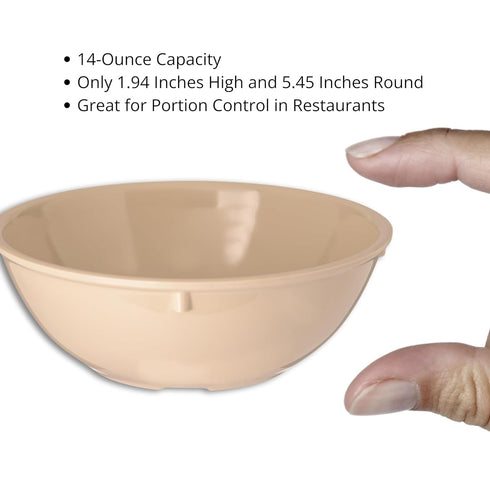 Carlisle FoodService Products Dallas Ware Plastic Snack Bowl, Melamine Bowl For Restaurants, Hospitals, 14 Ounces, Tan...