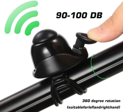 Bicycle Bell for Adult Bikes, Adjustable Rubber Ring Aluminum Black Kids Bike Bell, Toddler Bicycle Bells for Handlebars, Loud Cycling Ring Bell f...