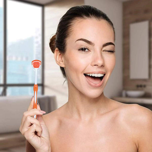 Tongue Brush, Tongue Scraper, Tongue Cleaner Helps Fight Bad Breath, 3 Tongue Scrapers, 3 Pack (Blue & Orange & Red)...