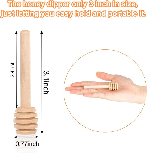 51 PCS Honey Sticks Dipper, 3 Inch Mini Wooden Honeycomb Sticks, Small Honey Stirrer Stick, Honey Sticks for Honey Jar Dispense Drizzle Honey and ...