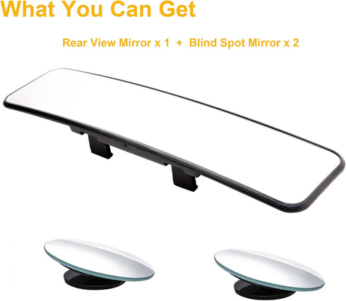 Kitbest Rear View Mirror, Universal Interior Clip On Panoramic Rearview Mirror to Reduce Blind Spot Effectively – Wide Angle – Convex – For Cars, ...