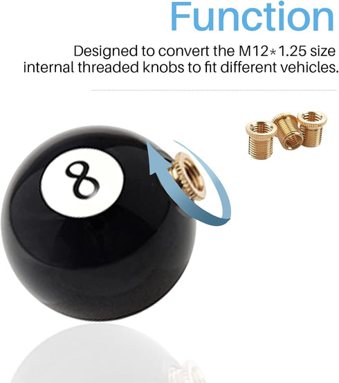 M8x1.25, M10x1.25, M10x1.5 Shift Knob Adapters Gear Shifter Knob Thread Screw Adapter for 5 6 Speed Manual Automatic Vehicle Gold...
