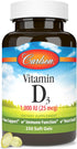 Carlson - Vitamin D3, 1000 IU (25 mcg), Bone Health, Muscle Health, Cholecalciferol, Vitamin D Supplements, Vitamin D3 Soft Gels, 250 Softgels...