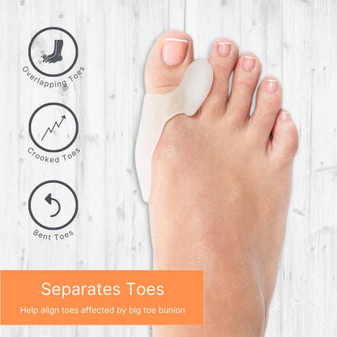 NatraCure Gel Big Toe Bunion Guards & Toe Spreaders (2 Pieces) - Pain Relief for Crooked, Overlapping Toes, Pressure, Protector, Corrector, Shield...