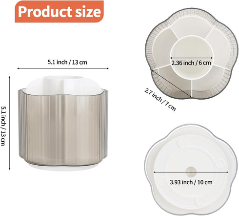 LETURE Desk Organizer, 360-Degree Rotating Pen Pencil Holder, 5 Compartments Desktop Stationary Organizer, Home Office Art Supply Storage Box Cadd...