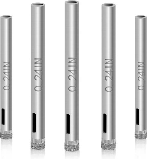 Glass Drill Bit Set, 5 pcs Diamond Drill Bits Hole Saw Bottle Extractor Remover Tool for Glass Marble Granite Fiberglass Ceramic Tile 1/4in 0.24IN...