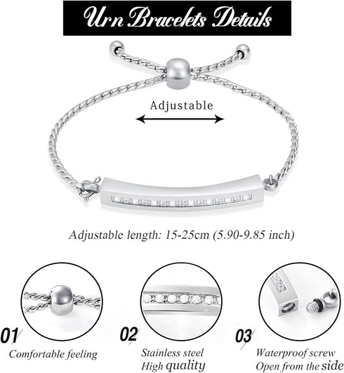 Hearbeingt Memorial Ashes Bracelet,Cremation Jewelry Urn Bracelet for Ashes Adjustable Classic Crystal Keepsake Bangle for Women...