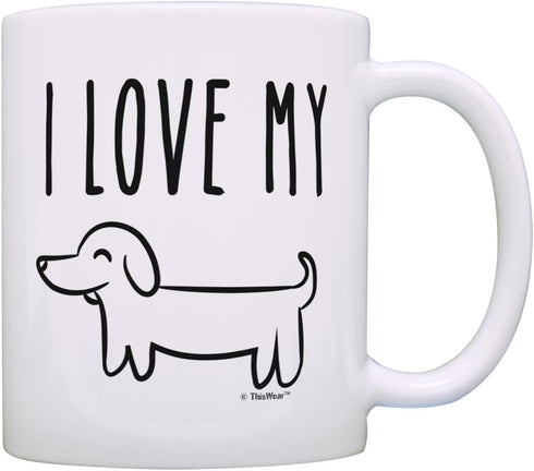 ThisWear I Love My Wiener Dog Mug Funny Dachshund Gifts for Dachshund Lovers Dog Gag Gift 11oz Ceramic Coffee Mug with Handle...