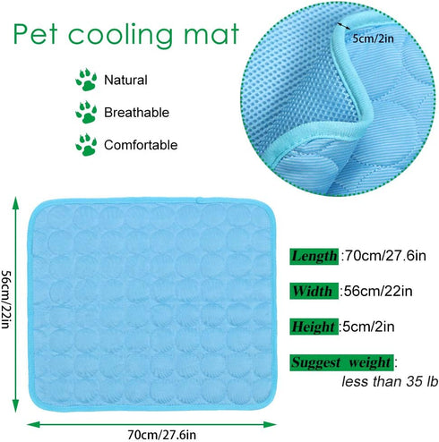 VeMee Cooling Mat Pad for Dogs Cats Ice Silk Mat Cooling Blanket Cushion for Kennel/Sofa/Bed/Floor/Car Seats Cooling (Dog Cooling mat-Blue)...