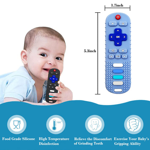 Silicone Teether Toys for Babies 3-6,12,18 Months,Infants TV Remote Control Shape Chew Toys for Sensory Exploration and Teething Relief,BPA Free,F...