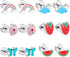NEWITIN 6 Pairs Silver Cute Stud Earrings for Girls Hypoallergenic Earrings Stainless Steel Press Earrings Strawberry Flower Rainbow Cloud Butterf...