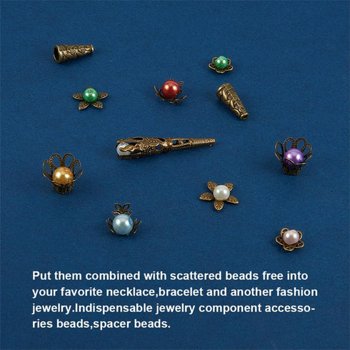 PH PandaHall About 180 Pcs Tibetan Style Metal Flower Bead Caps 6 Styles for Jewelry Making Antique Bronze...