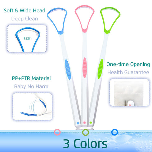 4PCS Tongue Scraper, Stainless Steel Tongue Cleaners, 100% BPA Free Fresher Tongue Tools, Healthy Oral Hygiene Brushes, Medical Grade Reusable Sta...