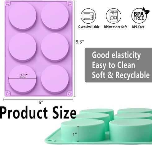 3 Pack Round Chocolate Molds, 6-Cavity Silicone Mini Cake Molds, Cookie Molds for Jelly Baking, Candy, Oreo,Pudding (D, 3Pcs/6-Cavity)...