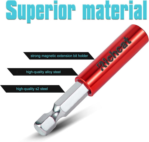 10PCS Strong Magnetic Extension Socket Drill Bit Holder 1/4" Hex Power Tools,Strong Magnetic Extension Bit Holder,Hex Shank S2 Steel Magnetic,Scre...