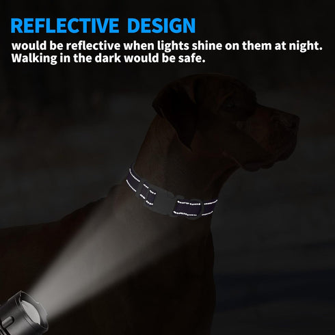 Reflective Dog Collar,Soft Neoprene Padded Breathable Nylon Pet Collar Adjustable for Large Dogs, Purple, Large...