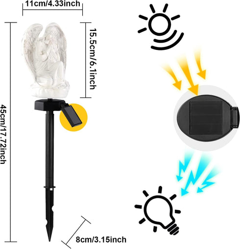 Garden Solar Light Outdoor Decor, Resin Angel Solar LED Light with Stake, Animal Waterproof Light for Flower Fence Lawn Passage Walkway Courtyard ...