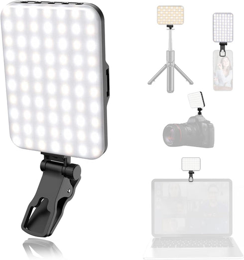 LED Camera Light Video Lights Portable Photography Lighting 60 LED 2200mAh Rechargeable Selfie Light 7 Modes, 10-Level Brightness, Portable Clip o...