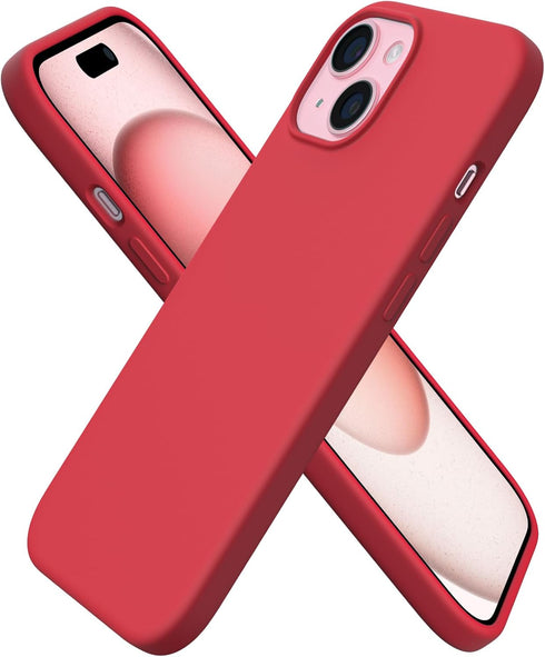ORNARTO Compatible with iPhone 15 Case 6.1, Slim Liquid Silicone 3 Layers Full Covered Soft Gel Rubber Phone Case, Anti-Scratch Shockproof Protect...